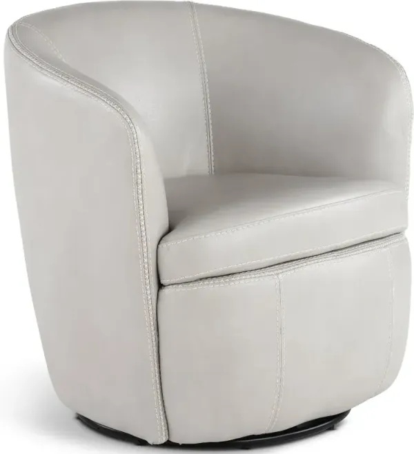 Barolo Light Gray Leather Swivel Club Chair