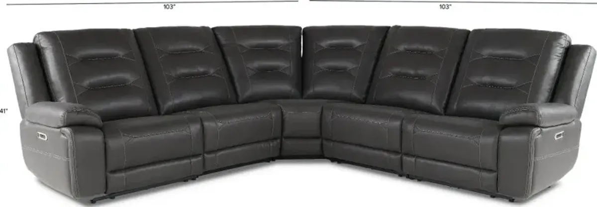 Caldwell Charcoal 5-Piece Power Reclining Sectional