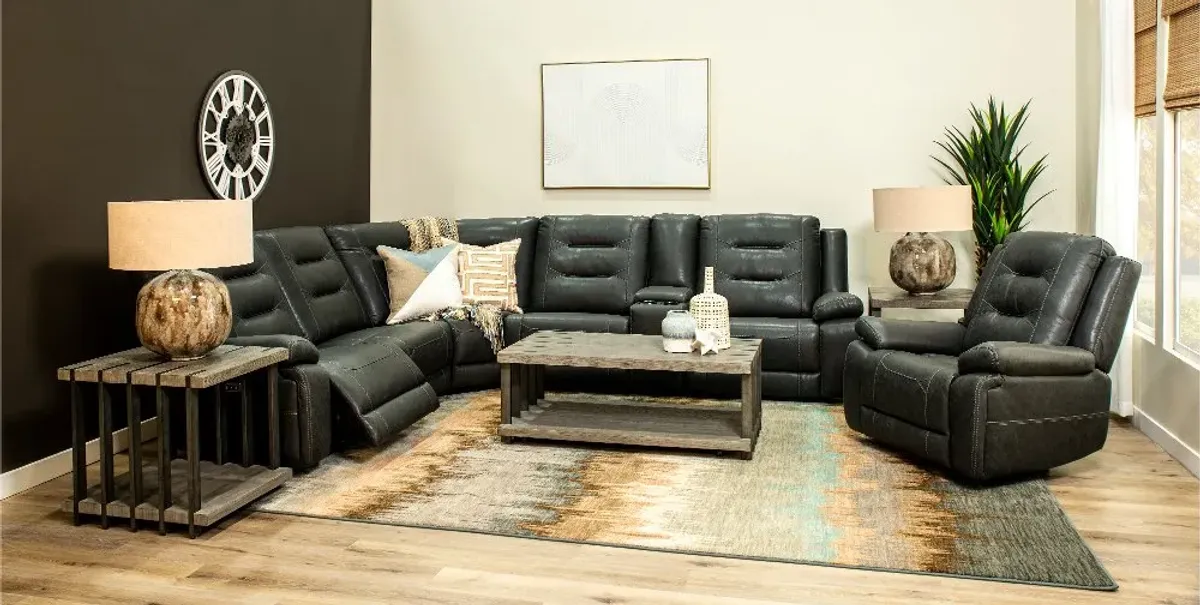 Caldwell Charcoal 5-Piece Power Reclining Sectional