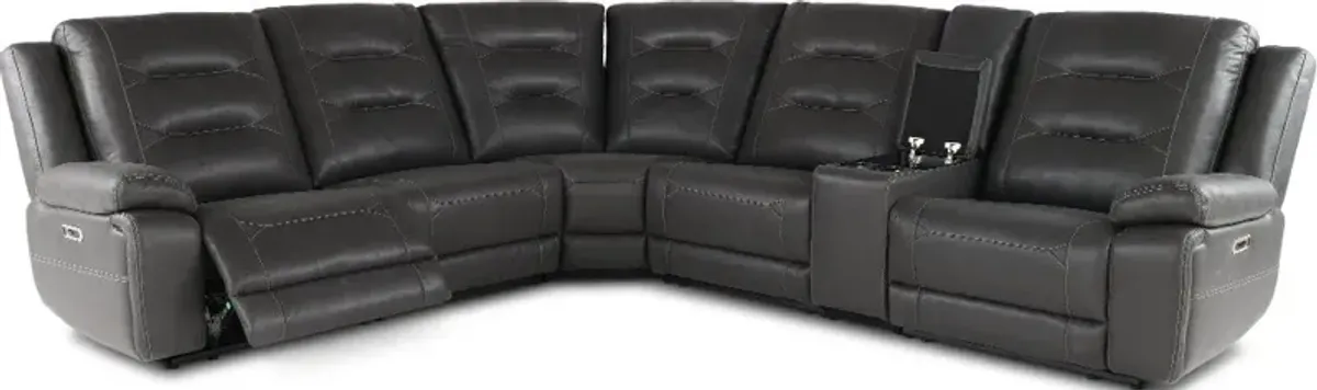 Caldwell Charcoal 6-Piece Power Reclining Sectional