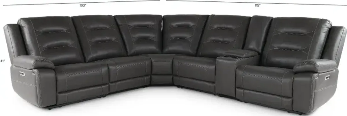 Caldwell Charcoal 6-Piece Power Reclining Sectional