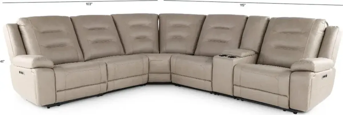 Caldwell Light Gray 6-Piece Power Reclining Sectional