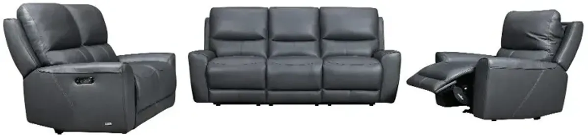 Rangers Gravel Power Reclining Sofa with Power Headrests and Lumbar