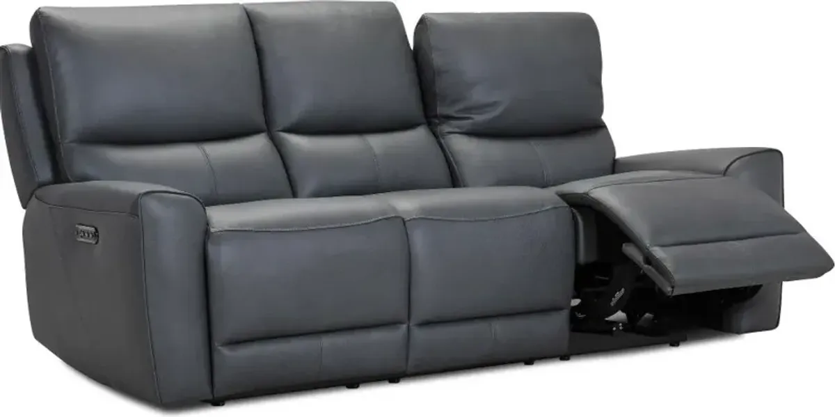 Rangers Gravel Power Reclining Sofa with Power Headrests and Lumbar