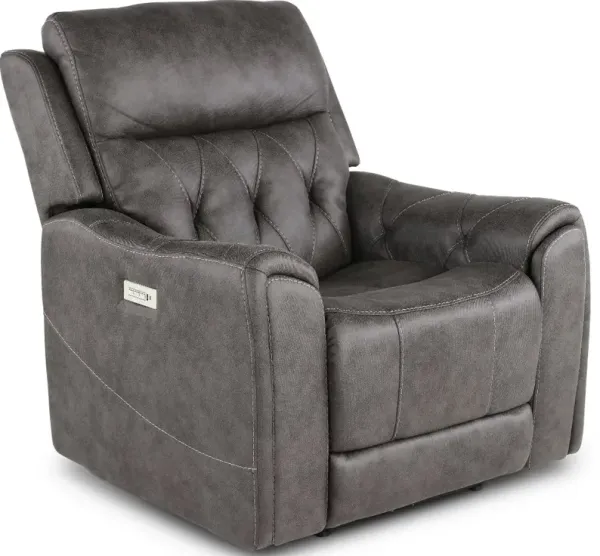 Anniston Steel Gray Lay Flat Power Recliner