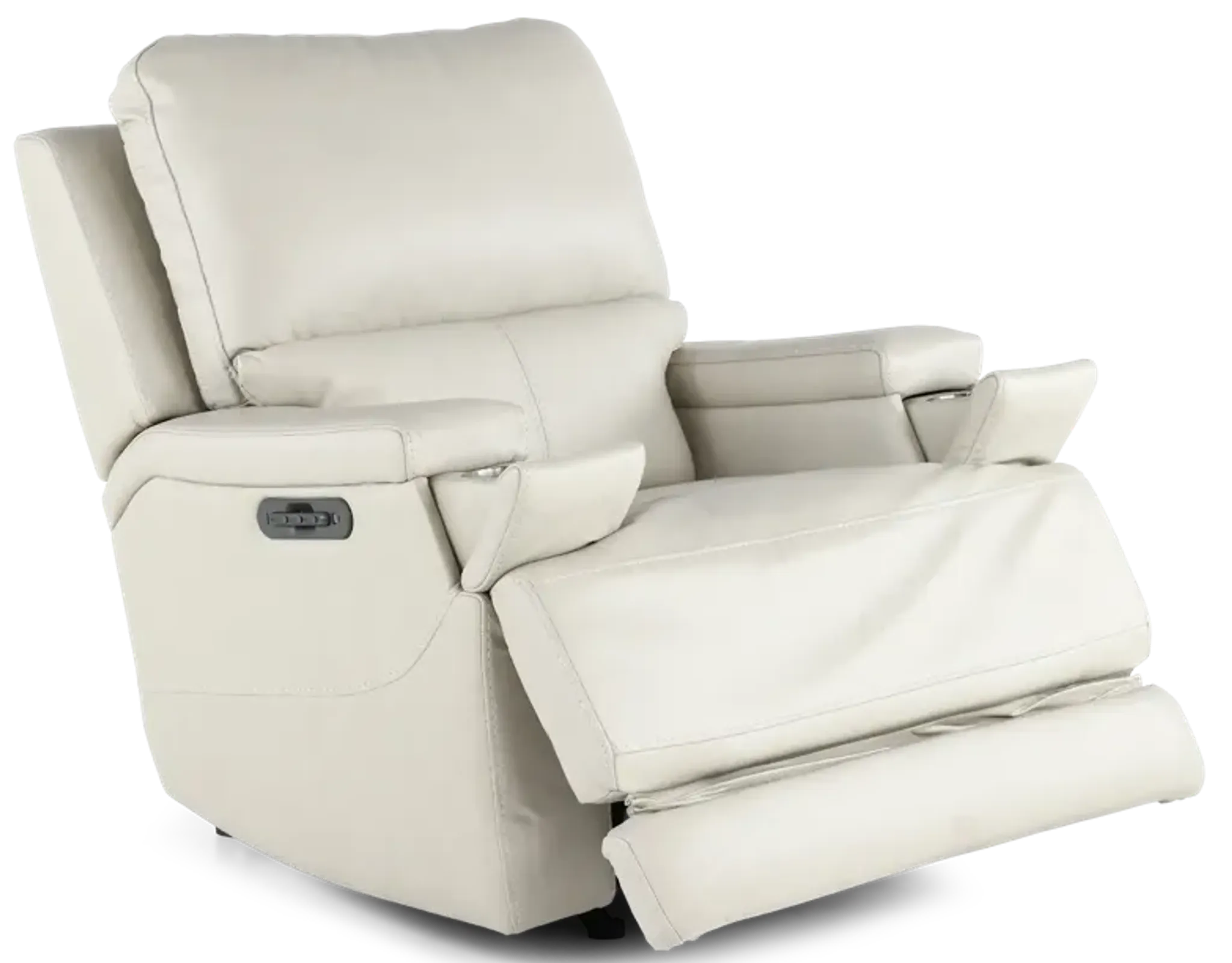 Rushton White Leather Power Rocker Recliner | Furniture.com