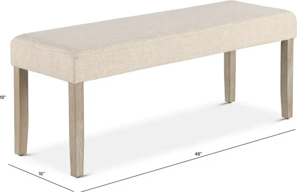 Nina Beige Upholstered Dining Bench