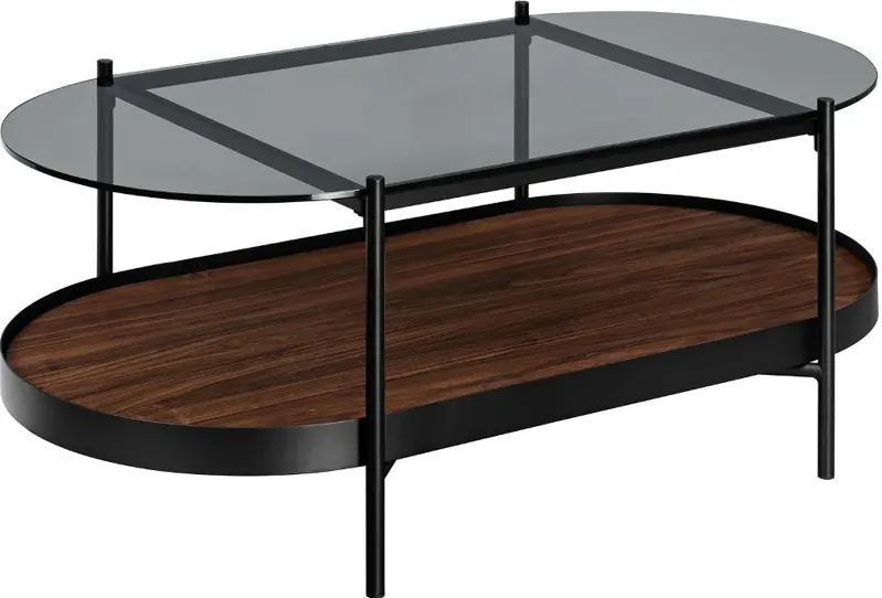 Capsule Black and Walnut Two-Tier Coffee Table