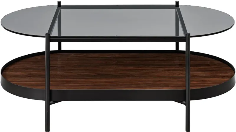 Capsule Black and Walnut Two-Tier Coffee Table