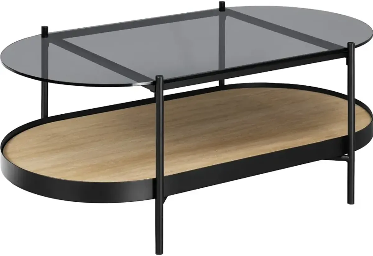 Capsule Black and Oak Two-Tier Coffee Table