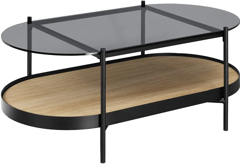 Capsule Black and Oak Two-Tier Coffee Table