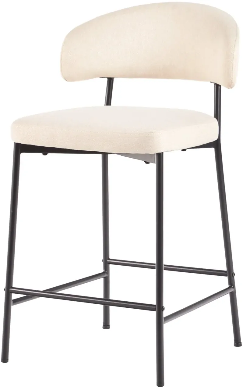 Alexis Ivory Curved Back Counter Height Stool - Set of 2