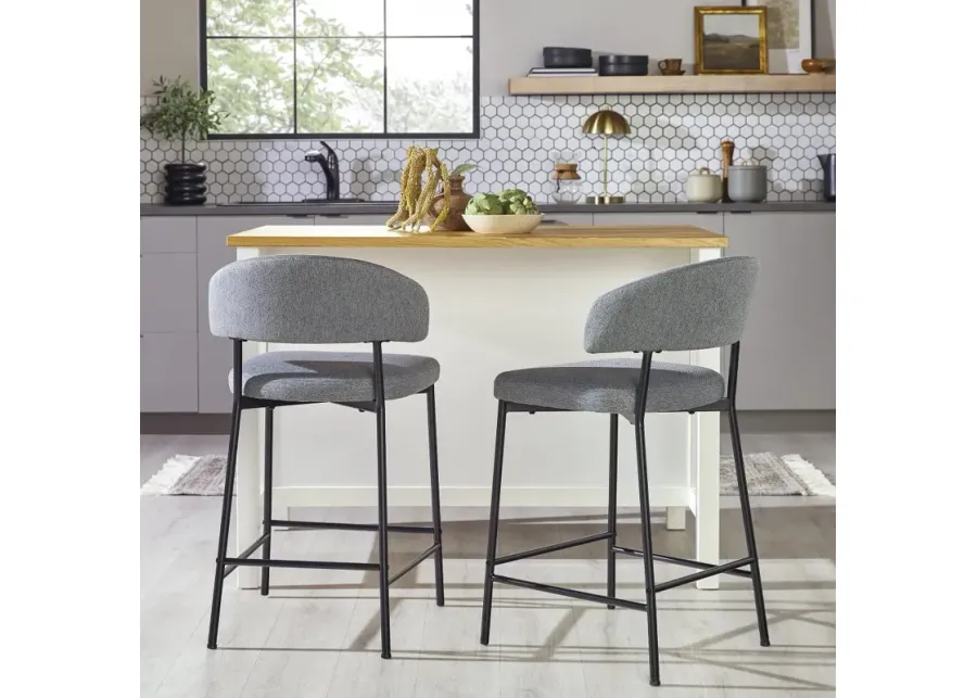 Alexis Charcoal Curved Back Counter Height Stool - Set of 2