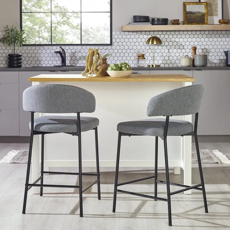 Alexis Charcoal Curved Back Counter Height Stool - Set of 2