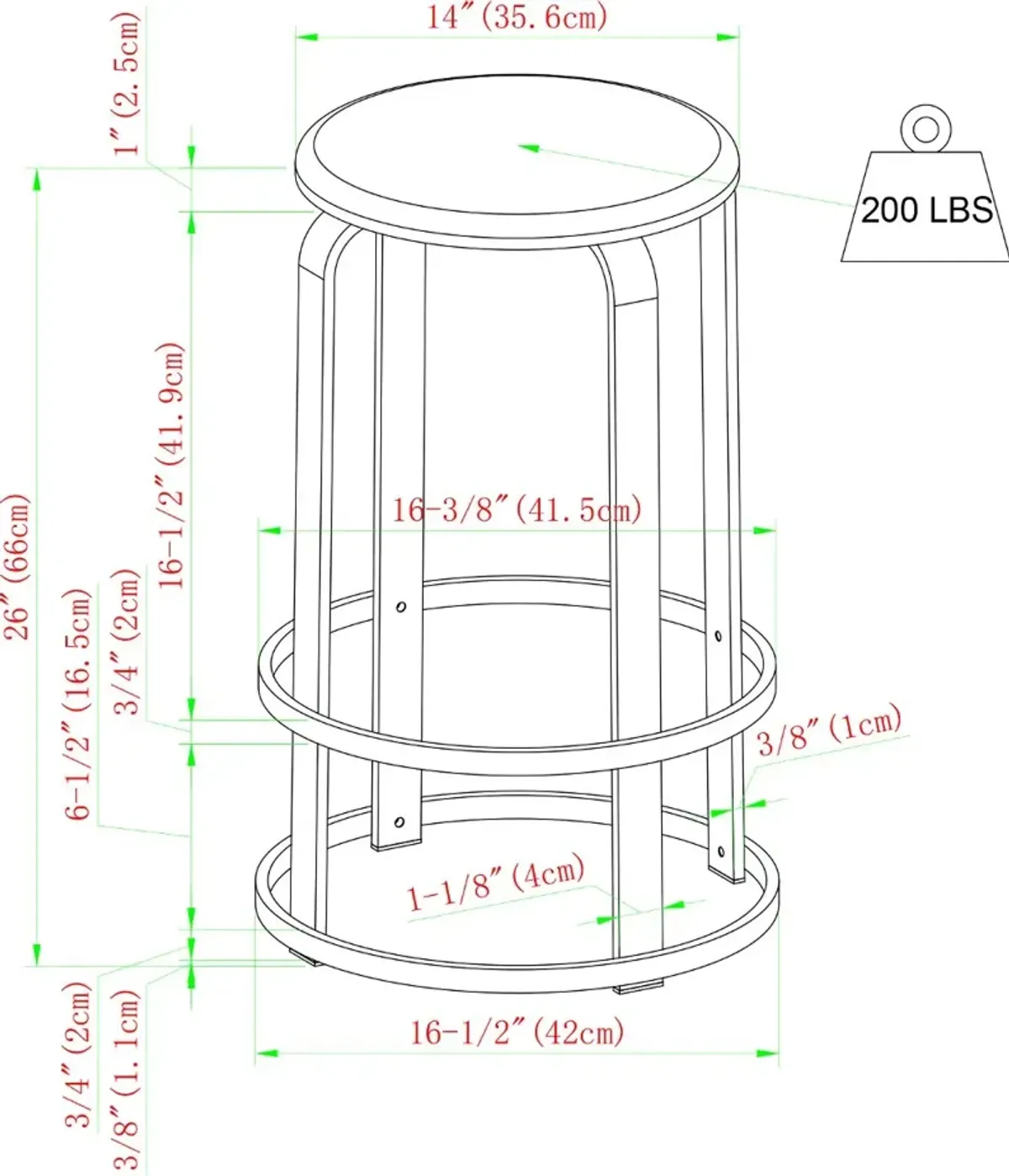 Colton 26" Metal and Wood Round Bar Stool