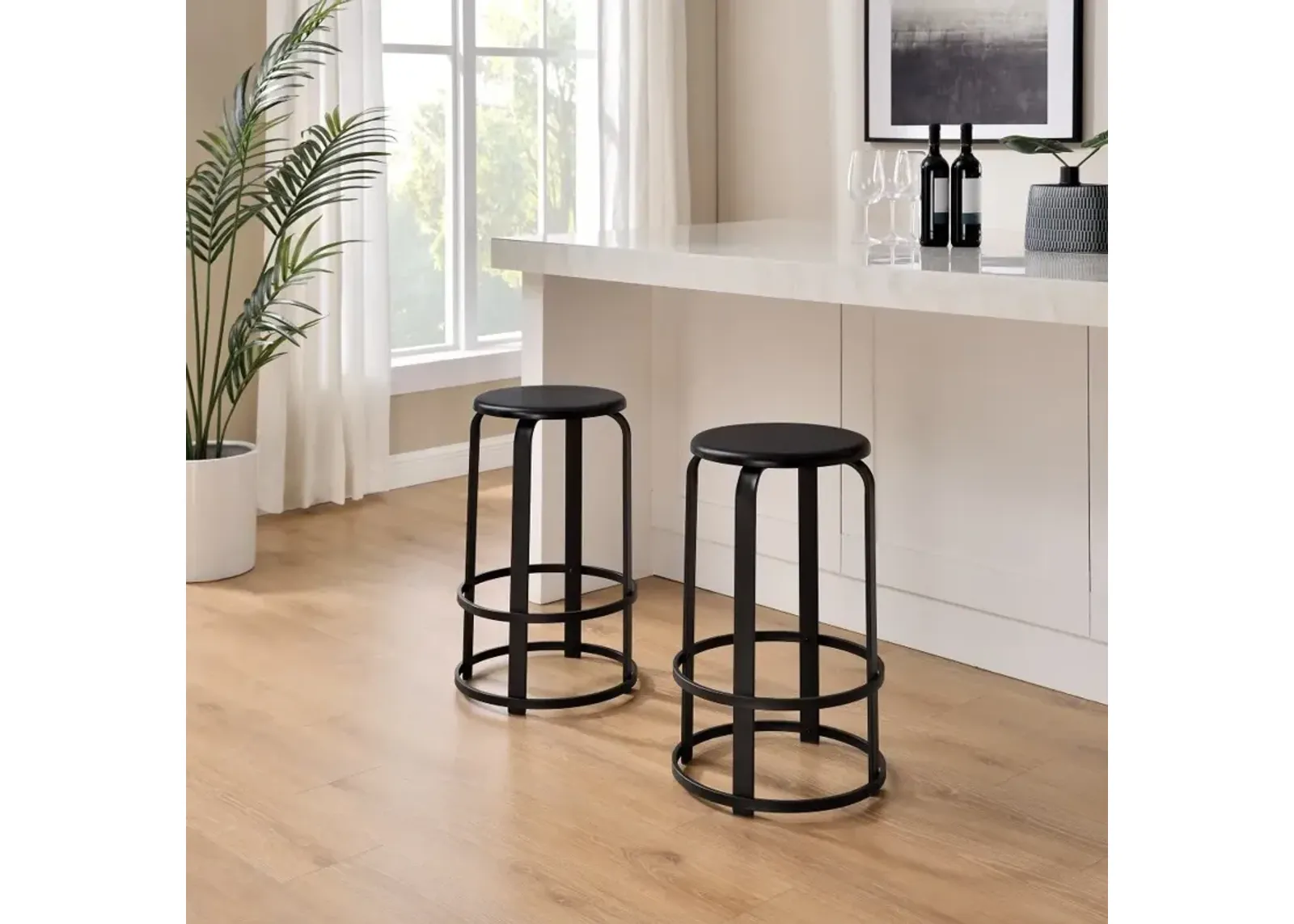 Colton 26" Metal and Wood Round Bar Stool