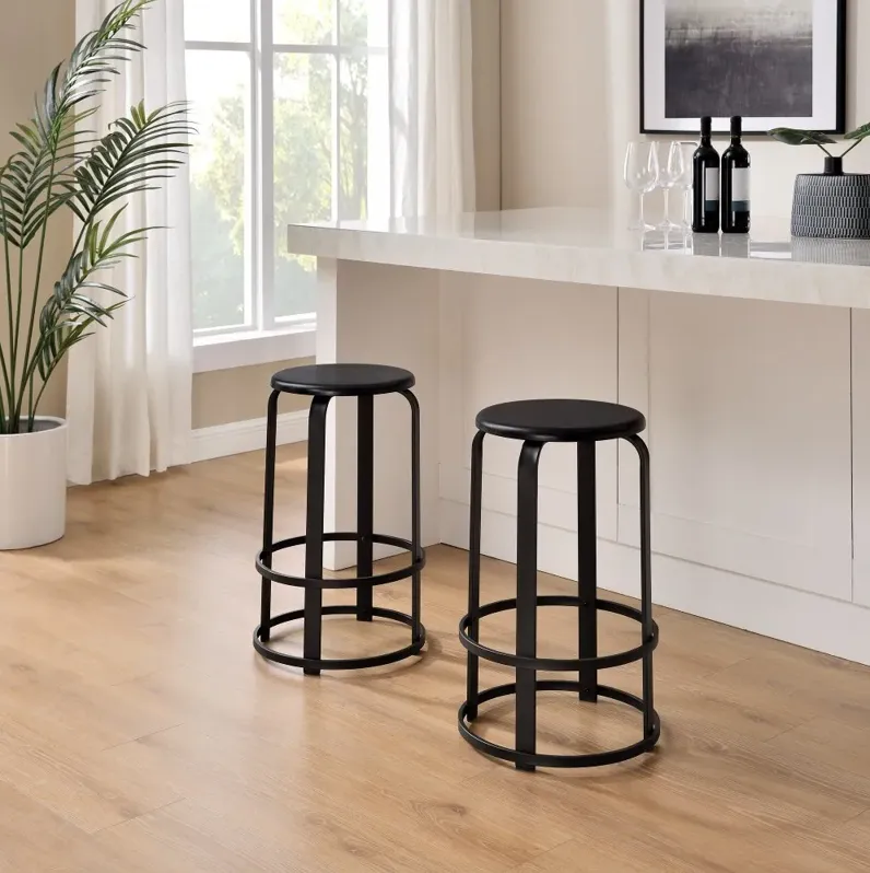 Colton 26" Metal and Wood Round Bar Stool