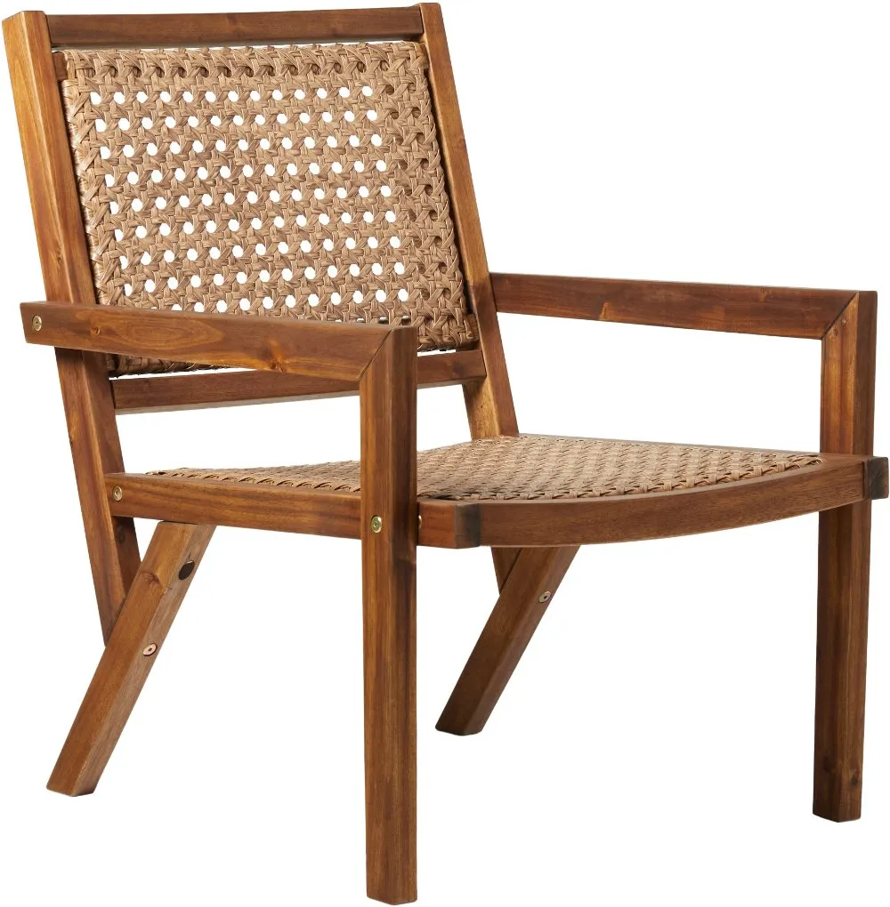 Colby Wood and Rattan Outdoor Accent Chair