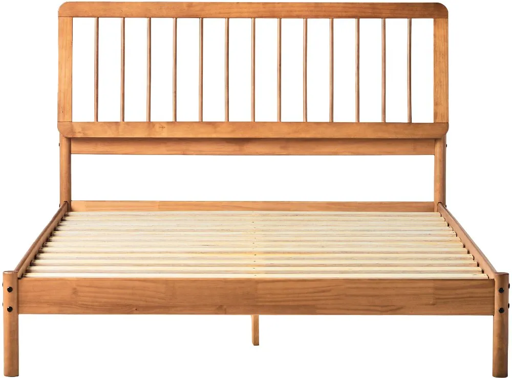 Cama Caramel Wood Queen Spindle Bed