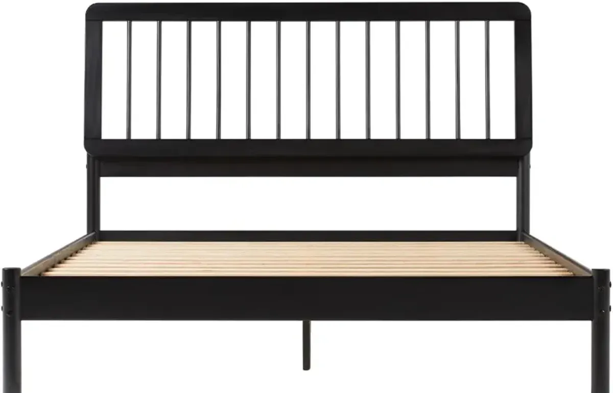 Cama Black Wood Queen Spindle Bed