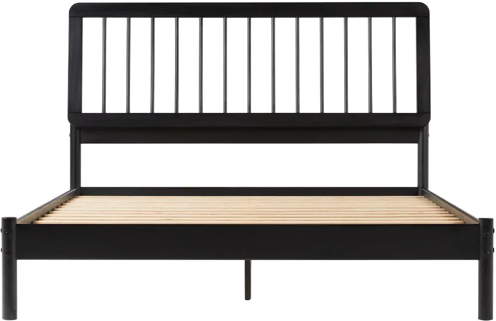 Cama Black Wood Queen Spindle Bed