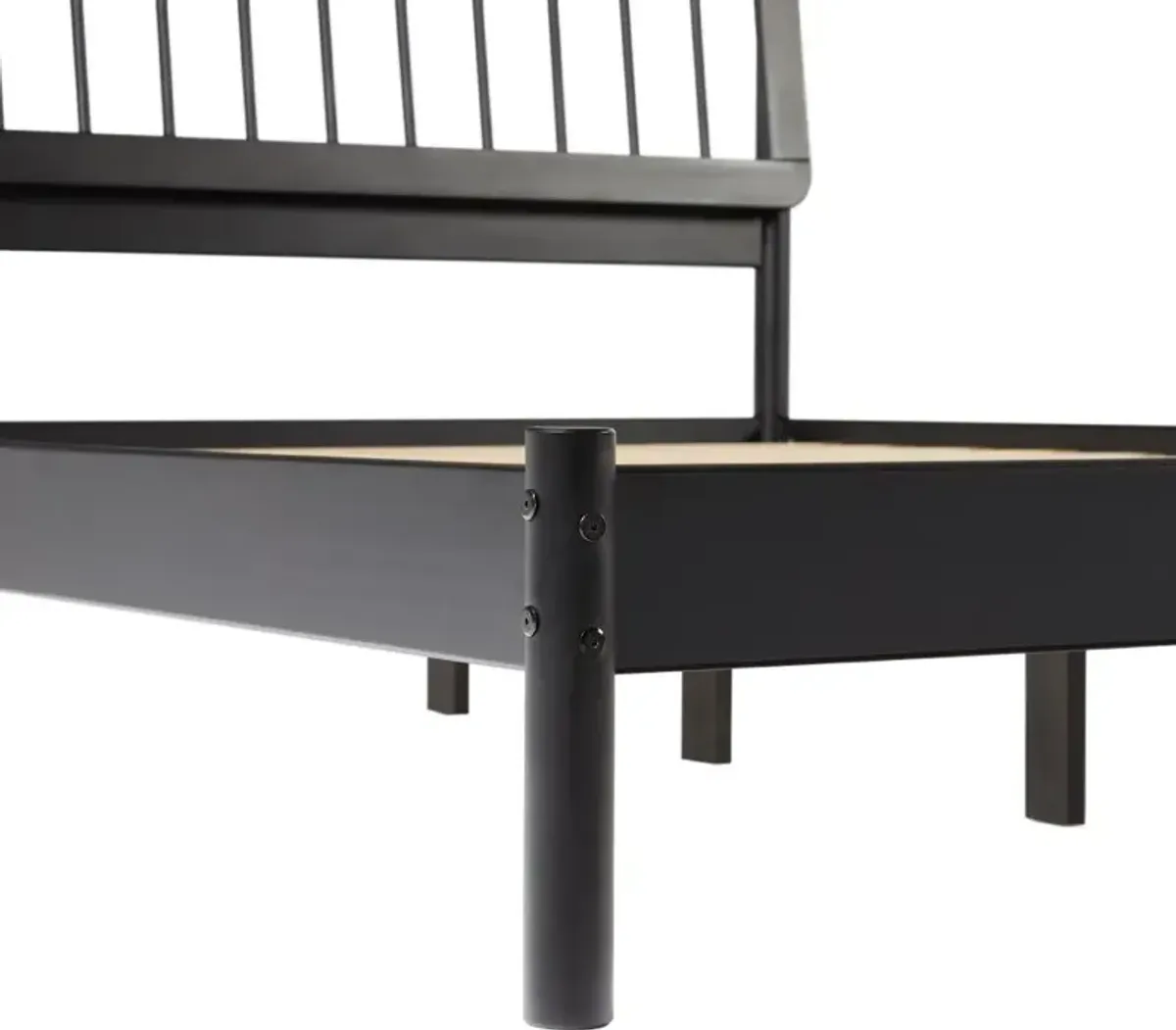 Cama Black Wood Queen Spindle Bed