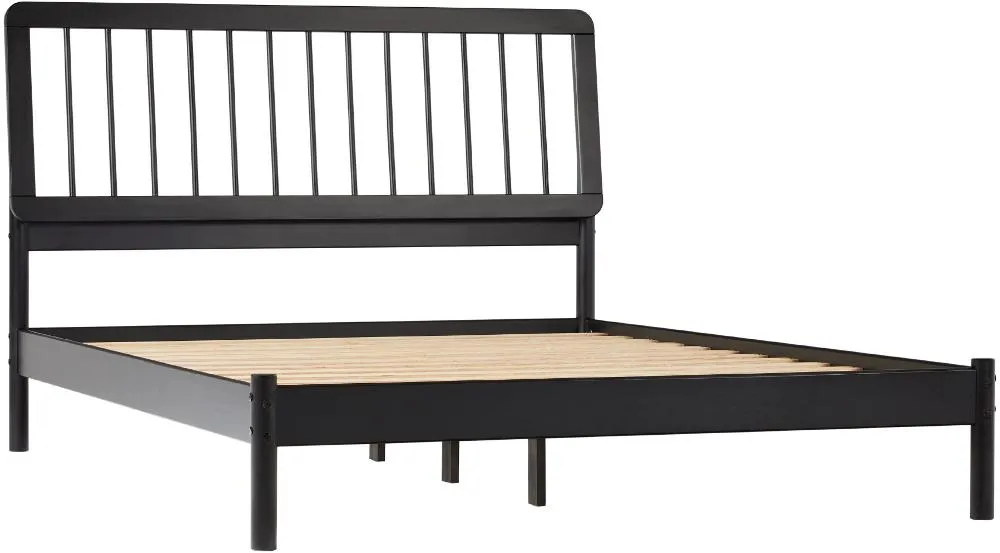 Cama Black Wood Queen Spindle Bed