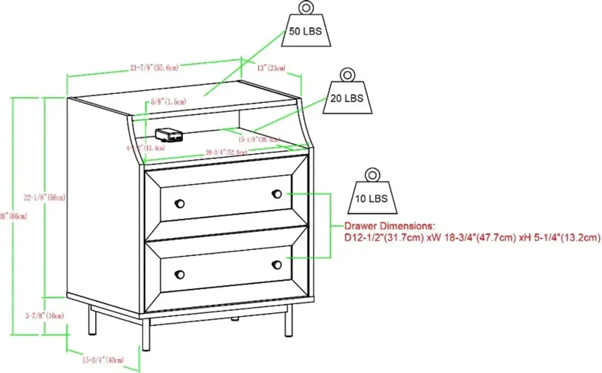 Welsh Birch Open Top End Table with USB