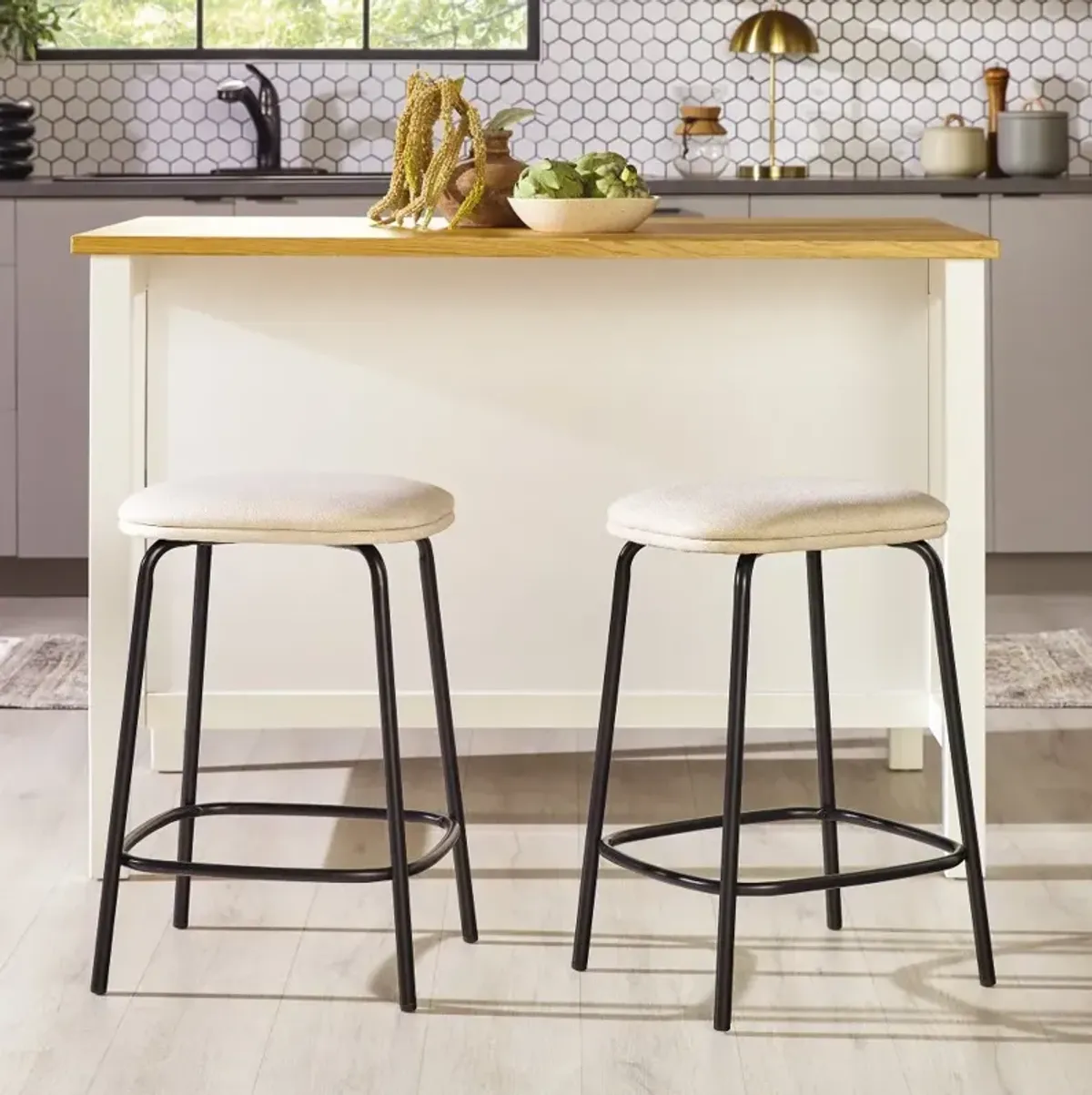 Mull Ivory Upholstered Counter Height Stool - Set of 2