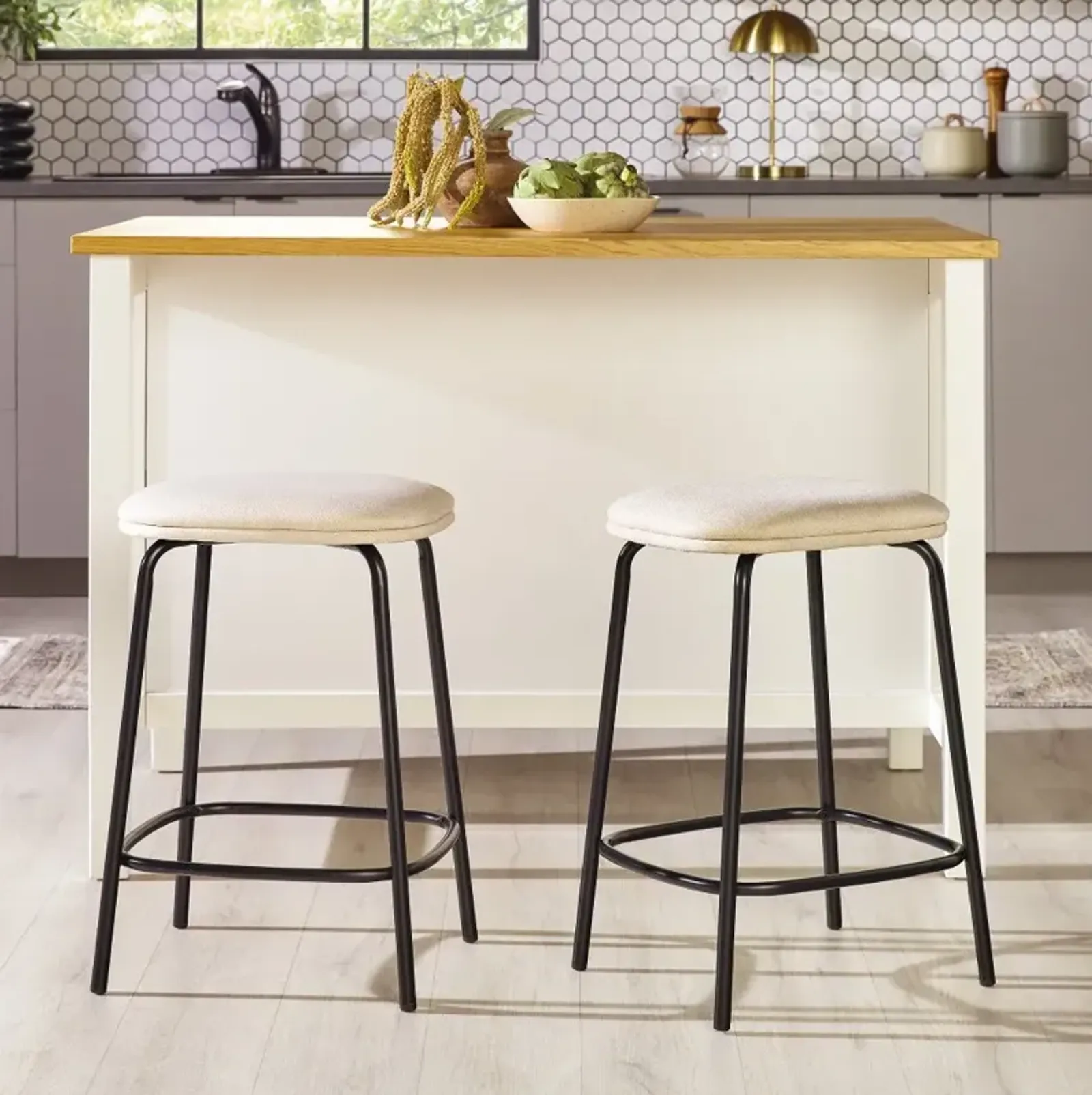 Mull Ivory Upholstered Counter Height Stool - Set of 2