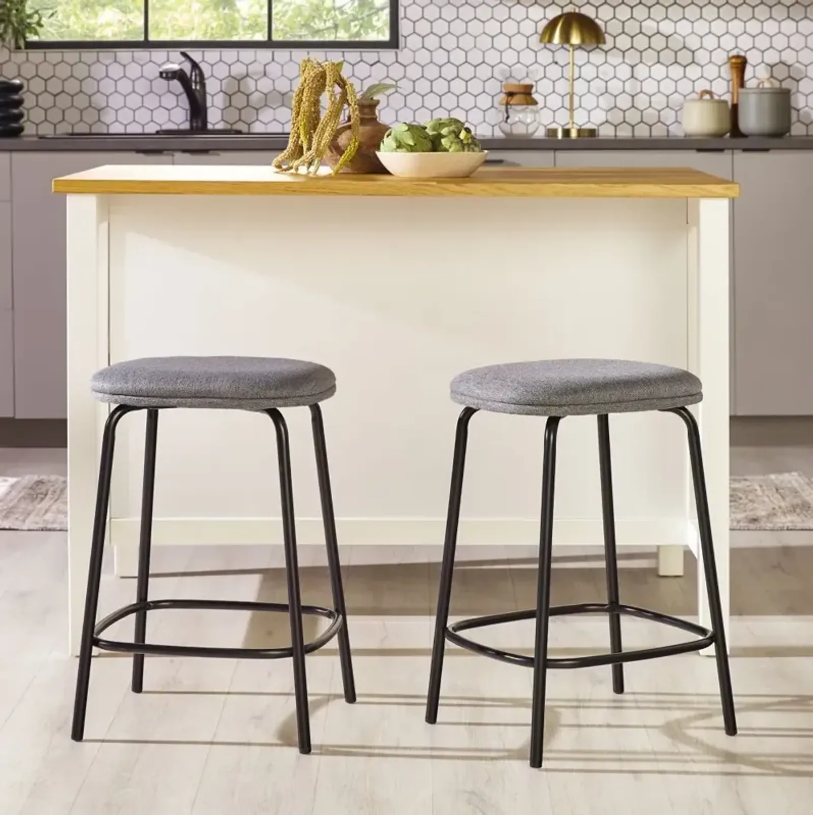 Mull Charcoal Upholstered Counter Height Stool - Set of 2