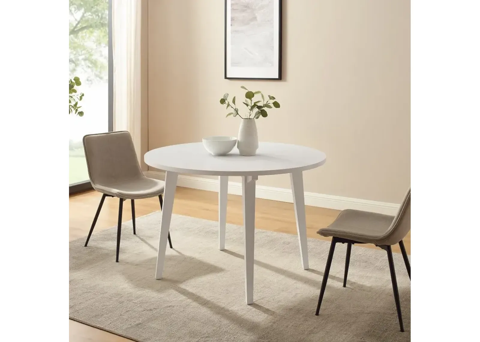 Kochi 45" White Round Japandi Dining Table