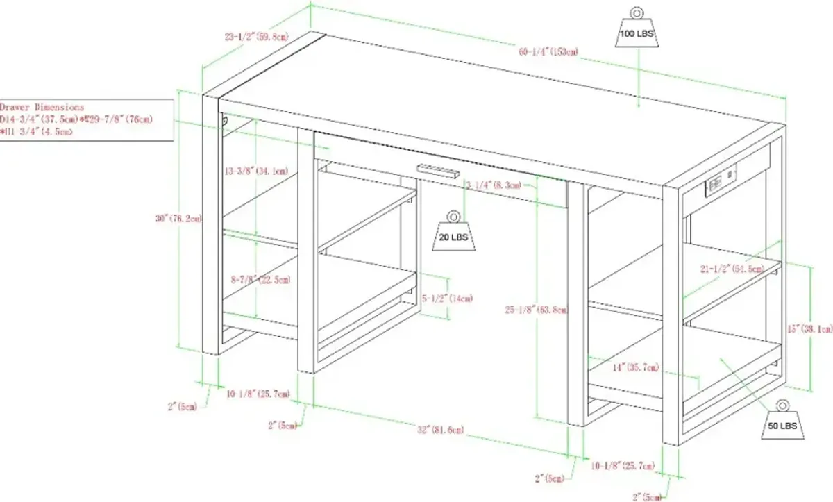 Urban Blend Dark Walnut Storage Desk