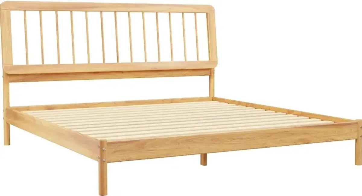 Cama Natural Wood King Spindle Bed