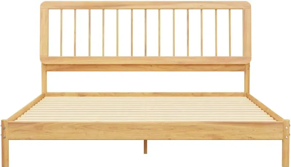 Cama Natural Wood King Spindle Bed
