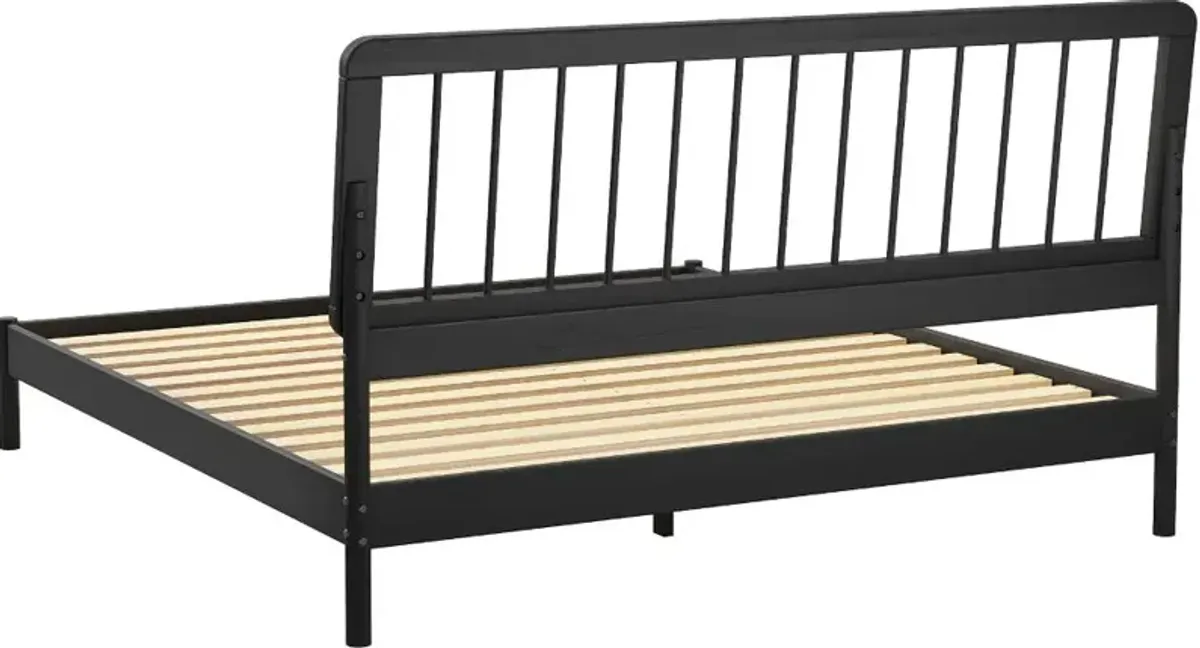 Cama Black Wood King Spindle Bed