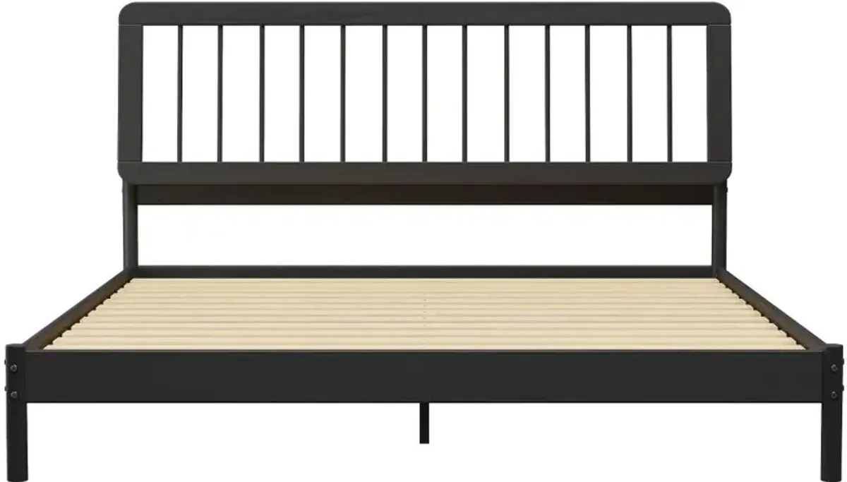 Cama Black Wood King Spindle Bed