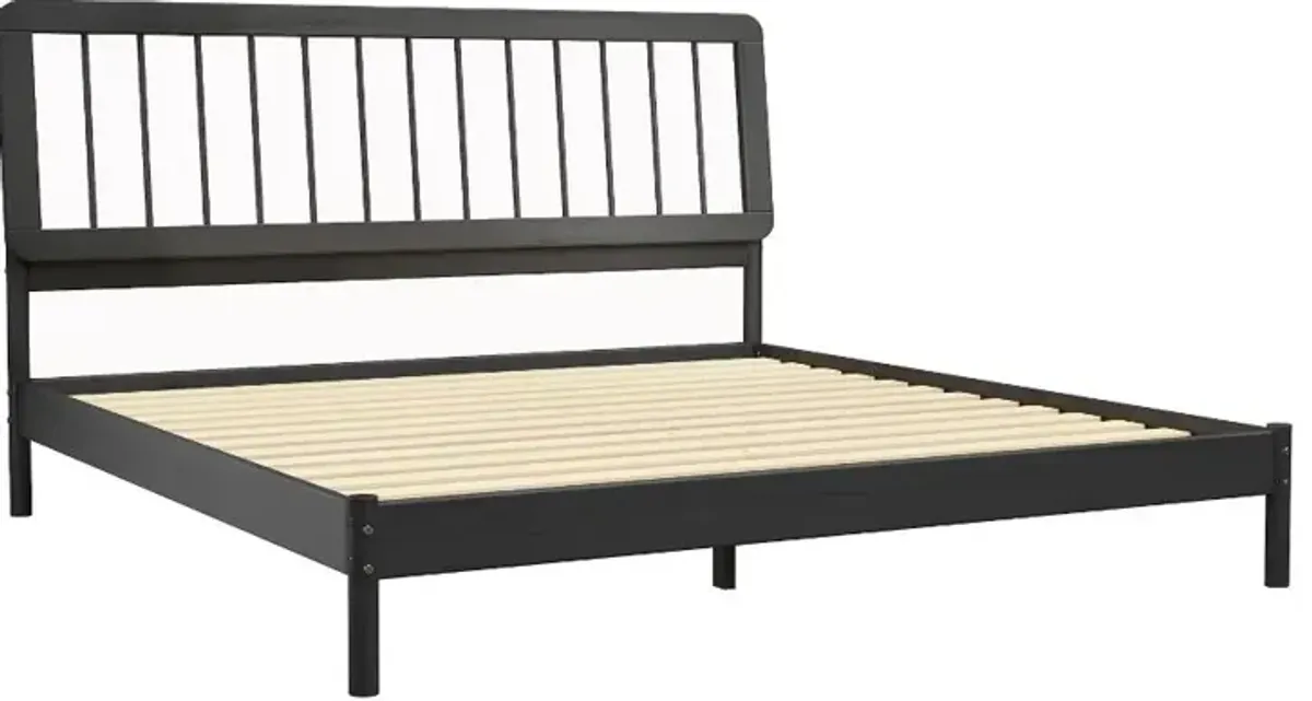 Cama Black Wood King Spindle Bed