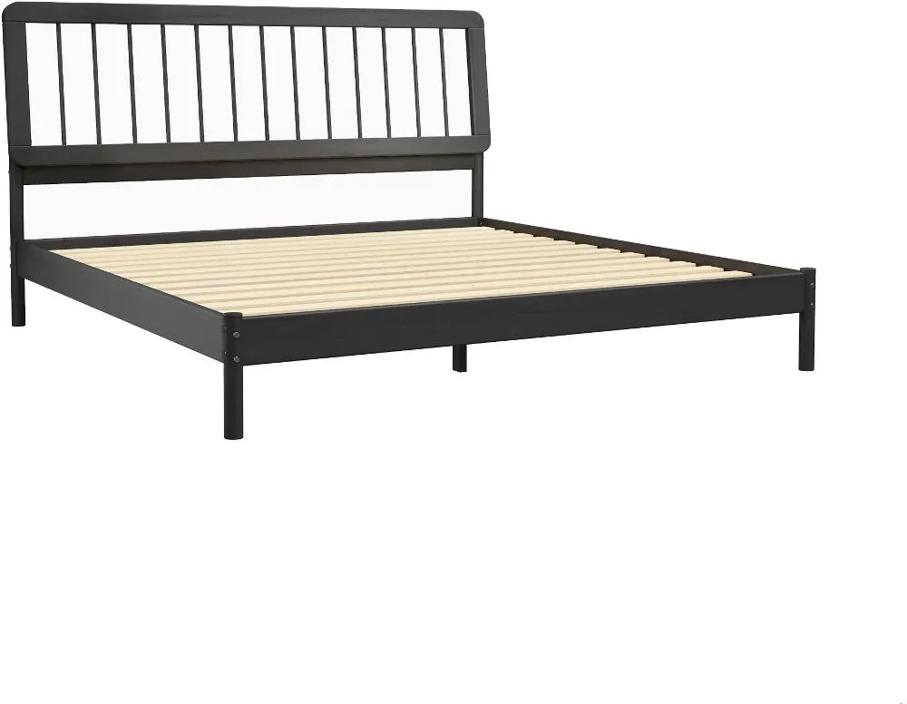 Cama Black Wood King Spindle Bed