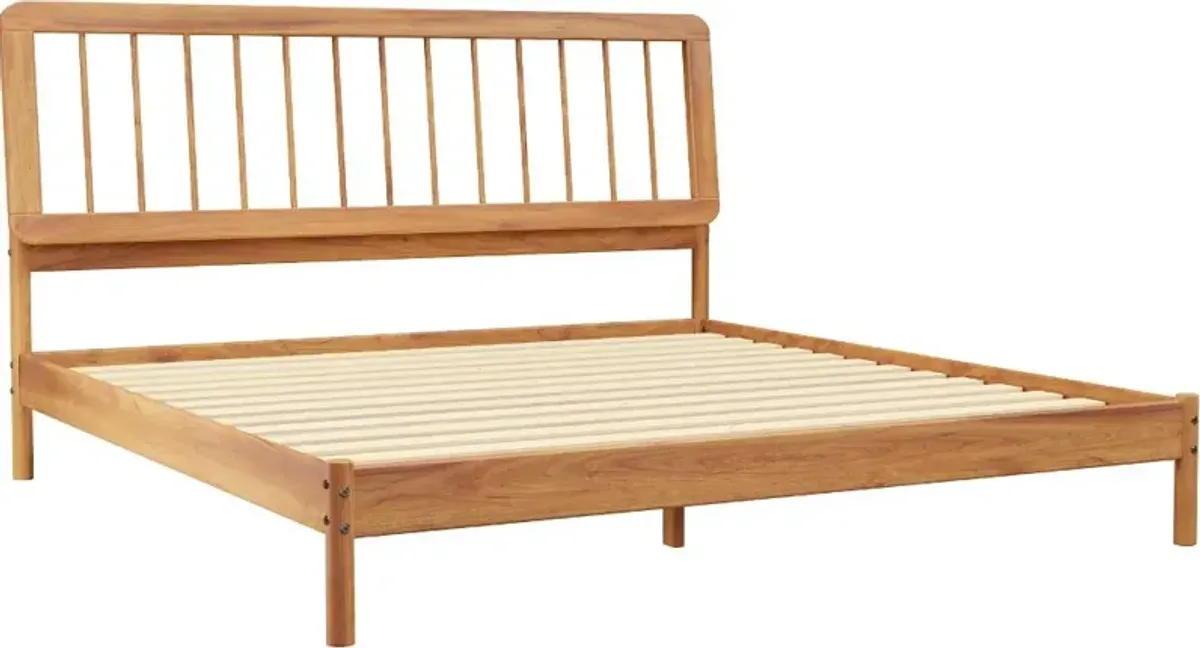 Cama Caramel Wood King Spindle Bed