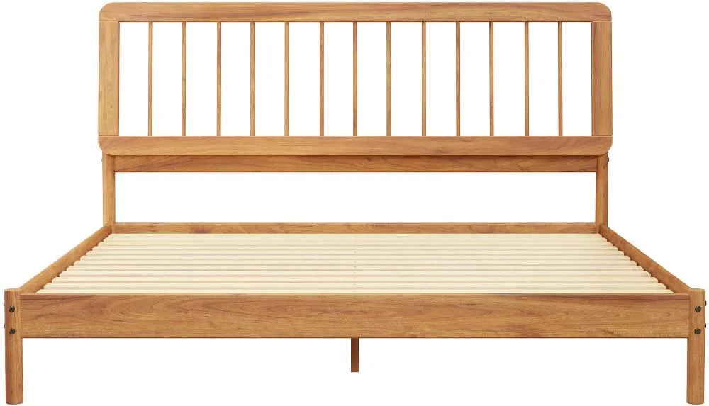 Cama Caramel Wood King Spindle Bed