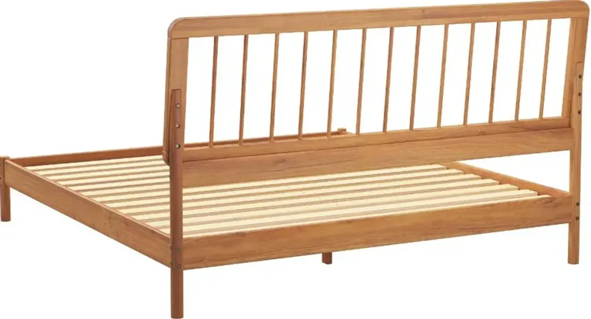 Cama Caramel Wood King Spindle Bed