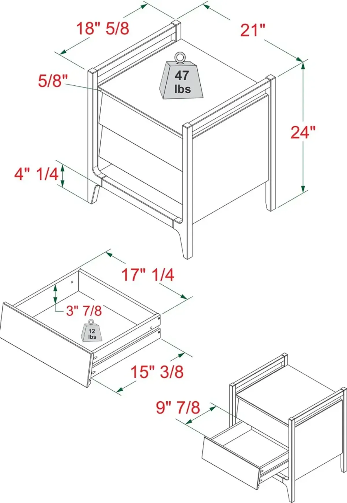 Arlo Caramel 22" Nightstand