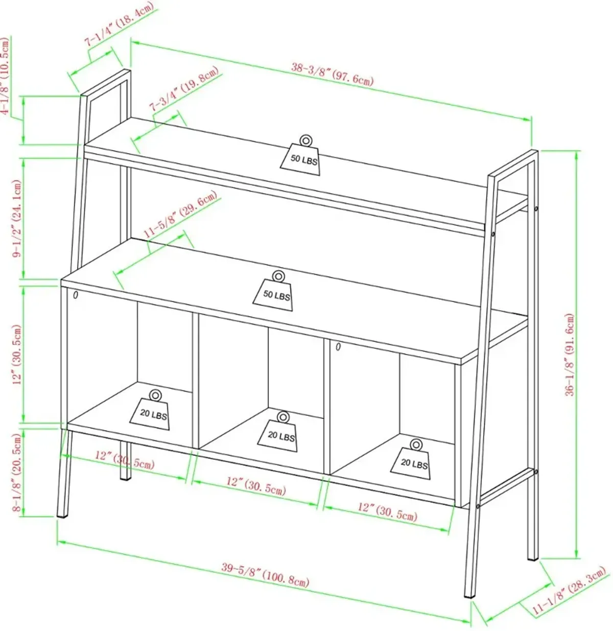 Arlo 40" Oak 3 Cube Storage Shelf