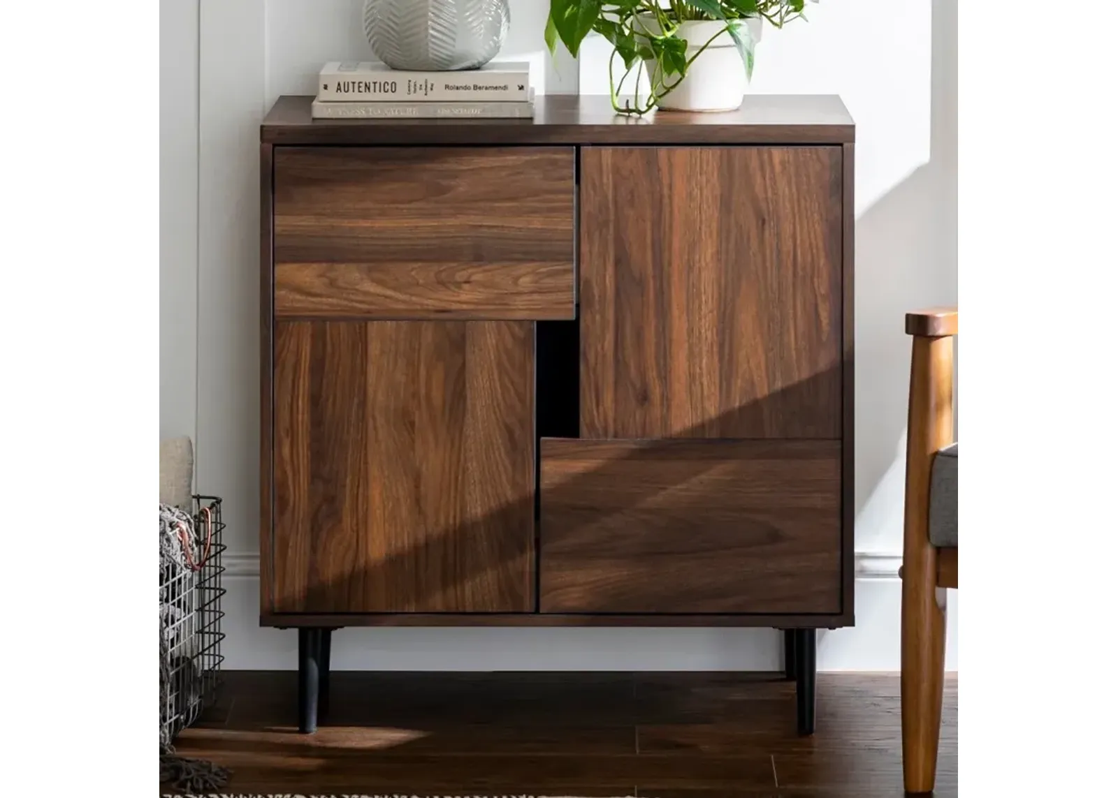 Addison 30" Walnut and Navy Accent Cabinet