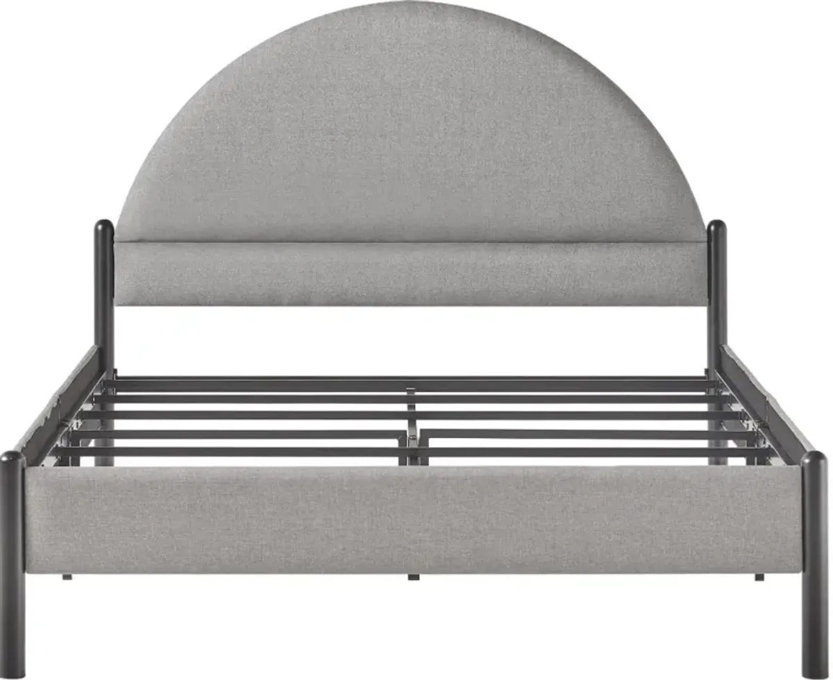 Gastonia Queen Gray Upholstered Bed with Arched Headboard