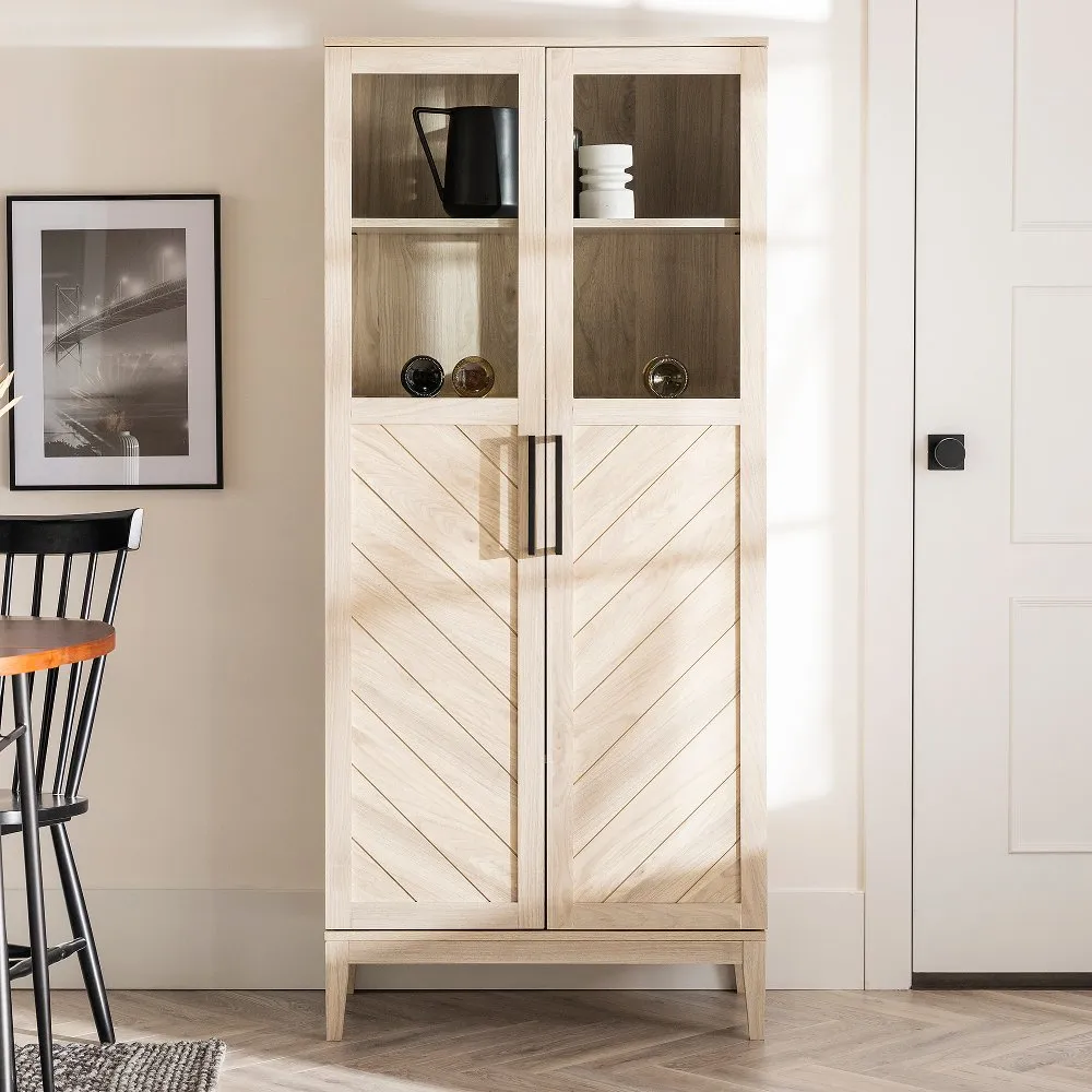 Logan 68" Birch Chevron Storage Cabinet