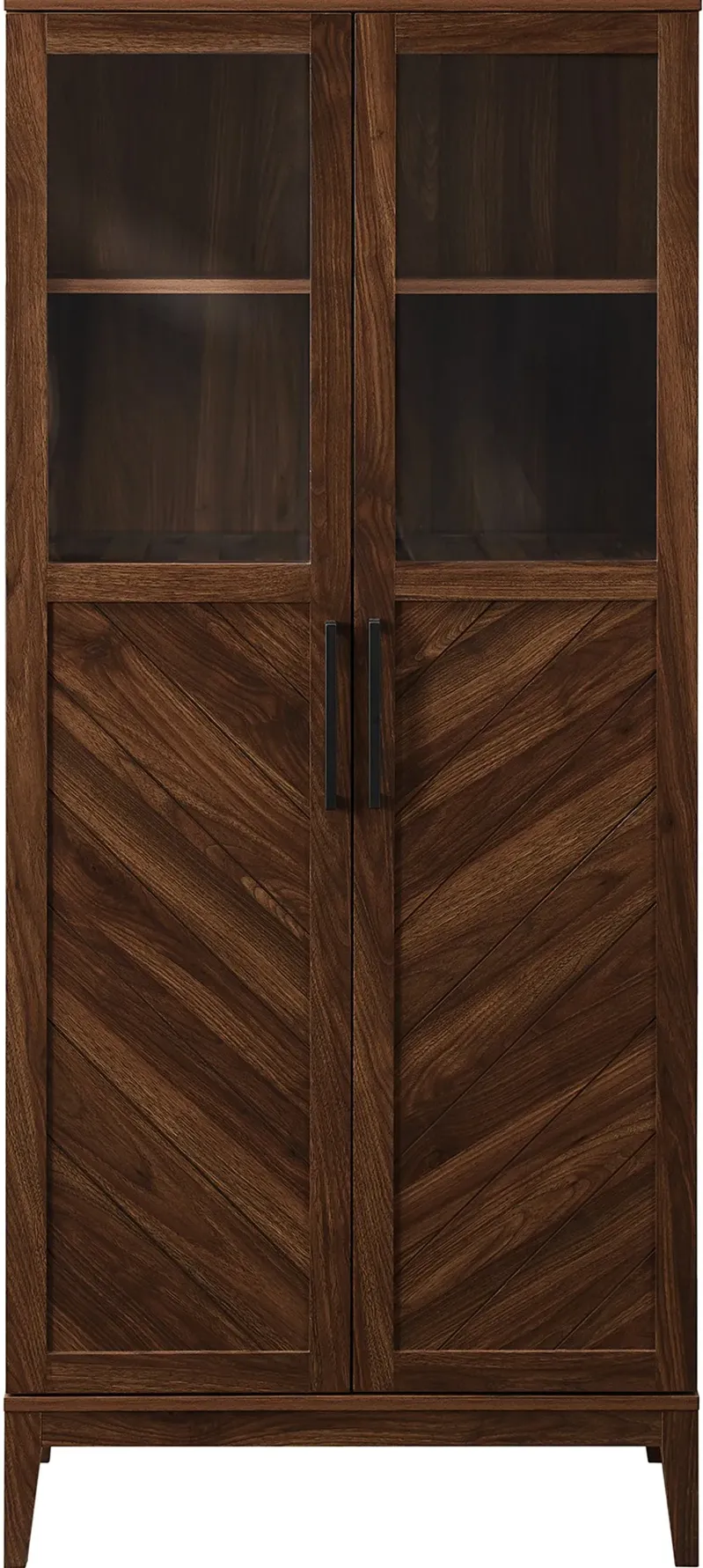 Logan 68" Walnut Chevron Storage Cabinet