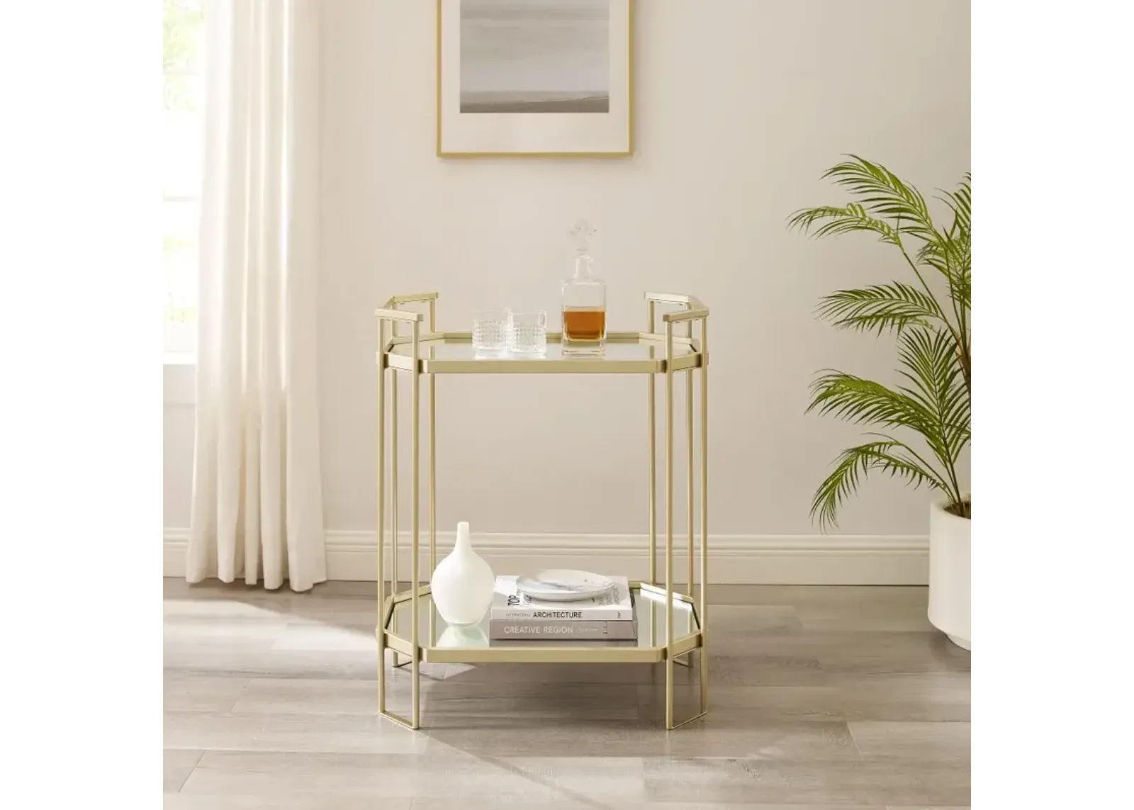 Camille 26" Gold Mirror Accent Table