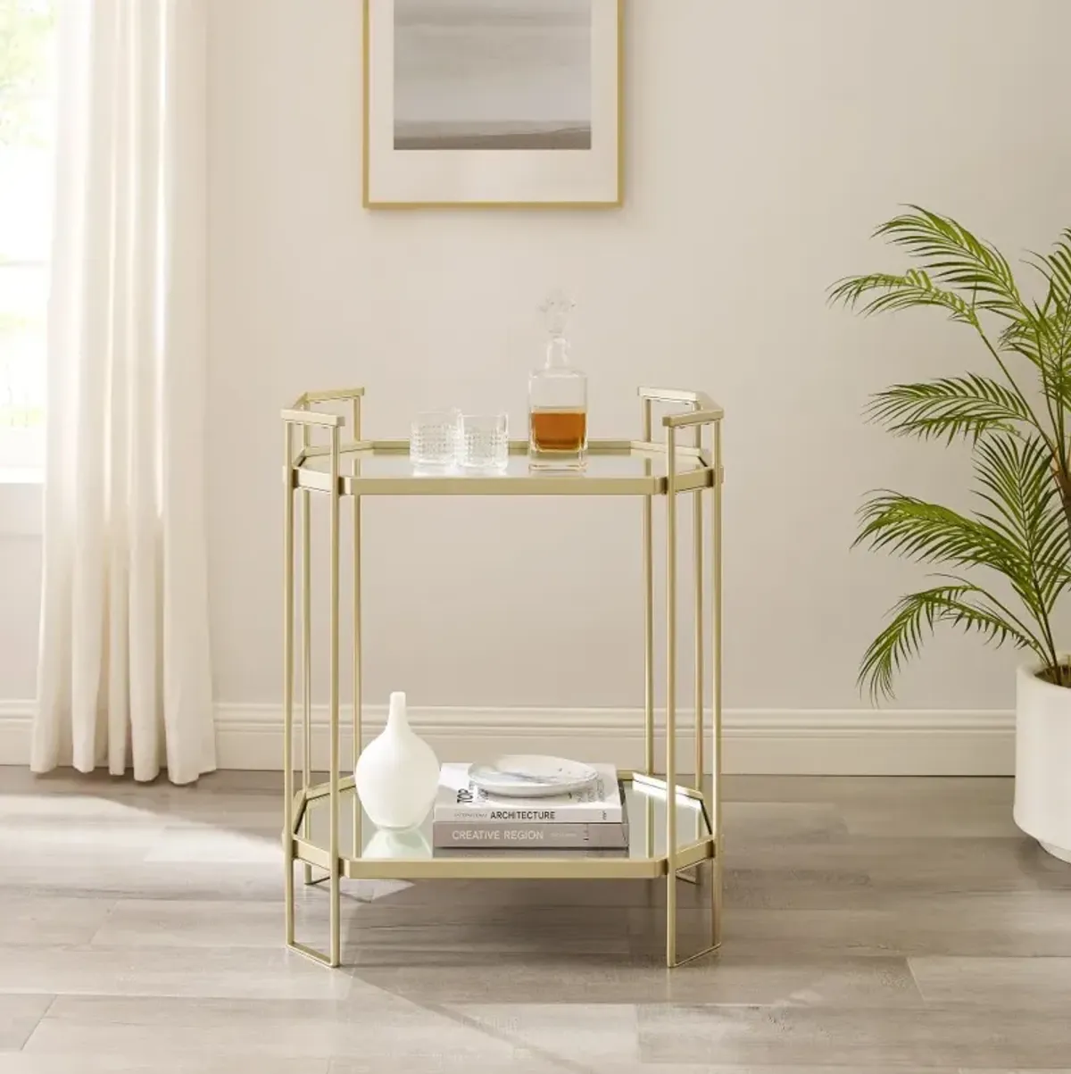 Camille 26" Gold Mirror Accent Table